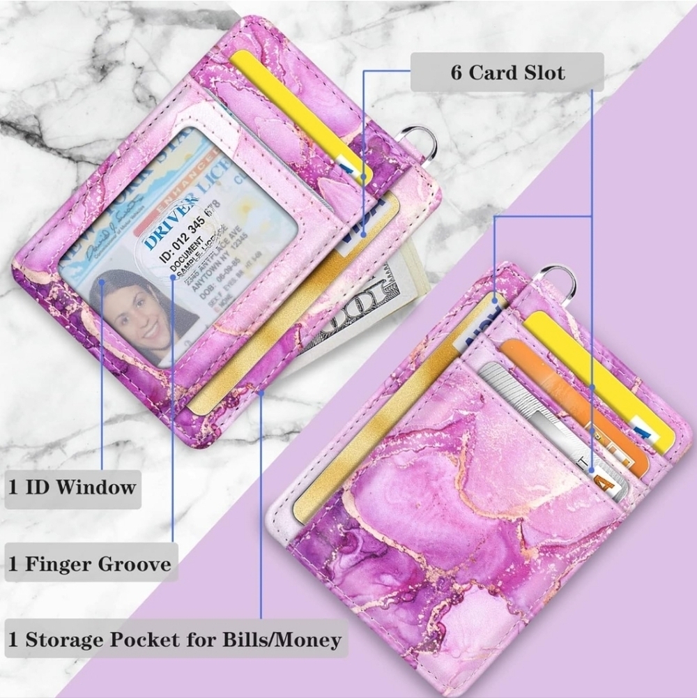 Purple Marble Card Holder Wallet